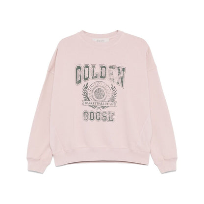 Golden Goose Old rose unisex round neck sweatshirt with green logo print
