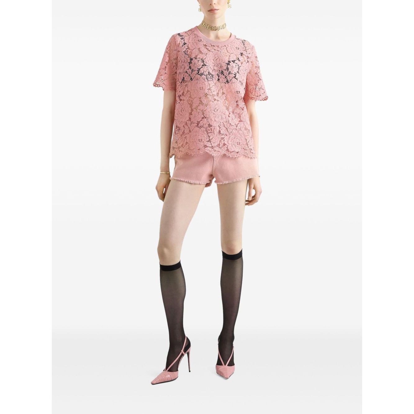 Dolce & Gabbana corded lace short sleeved T-shirt Topwear