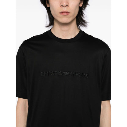 Emporio Armani T-shirt with embossed logo embroidery in lyocell blend jersey