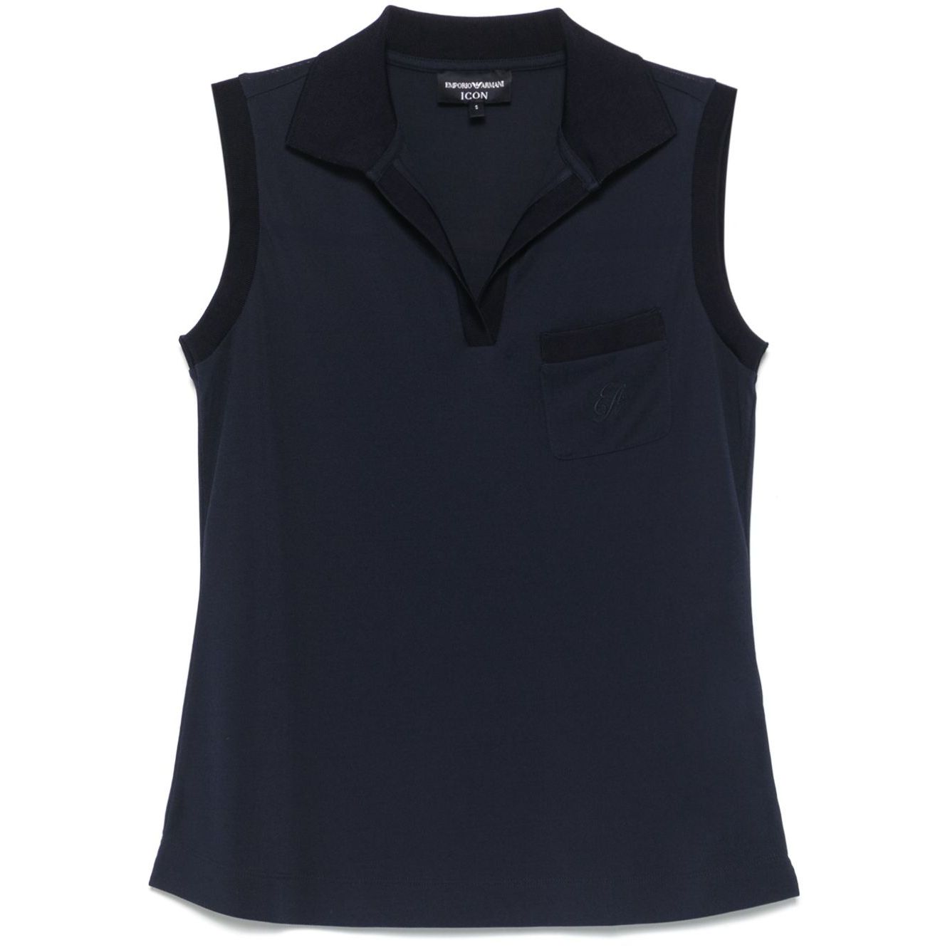 Emporio Armani Icon micro piquet crepe jersey top