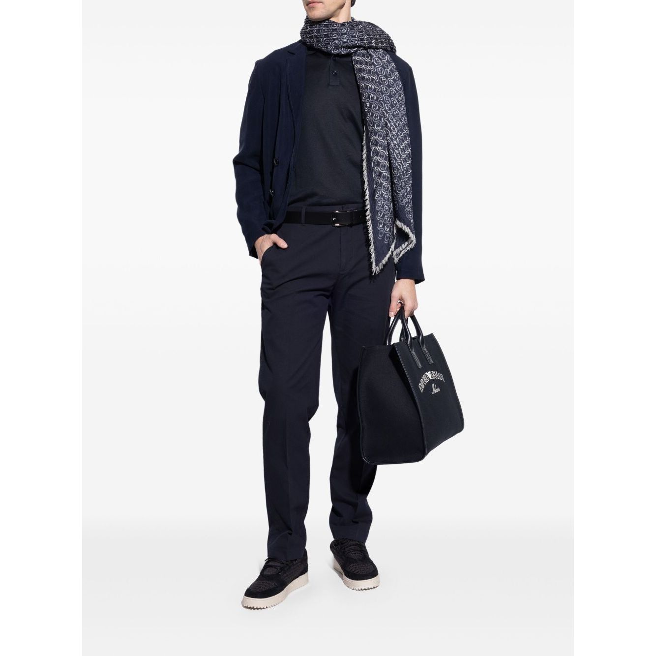 Emporio Armani Sneakers in jacquard fabric with logo lettering and suede