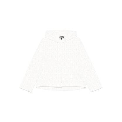 Emporio Armani Zip-up hoodie in double jersey with all-over lettering
