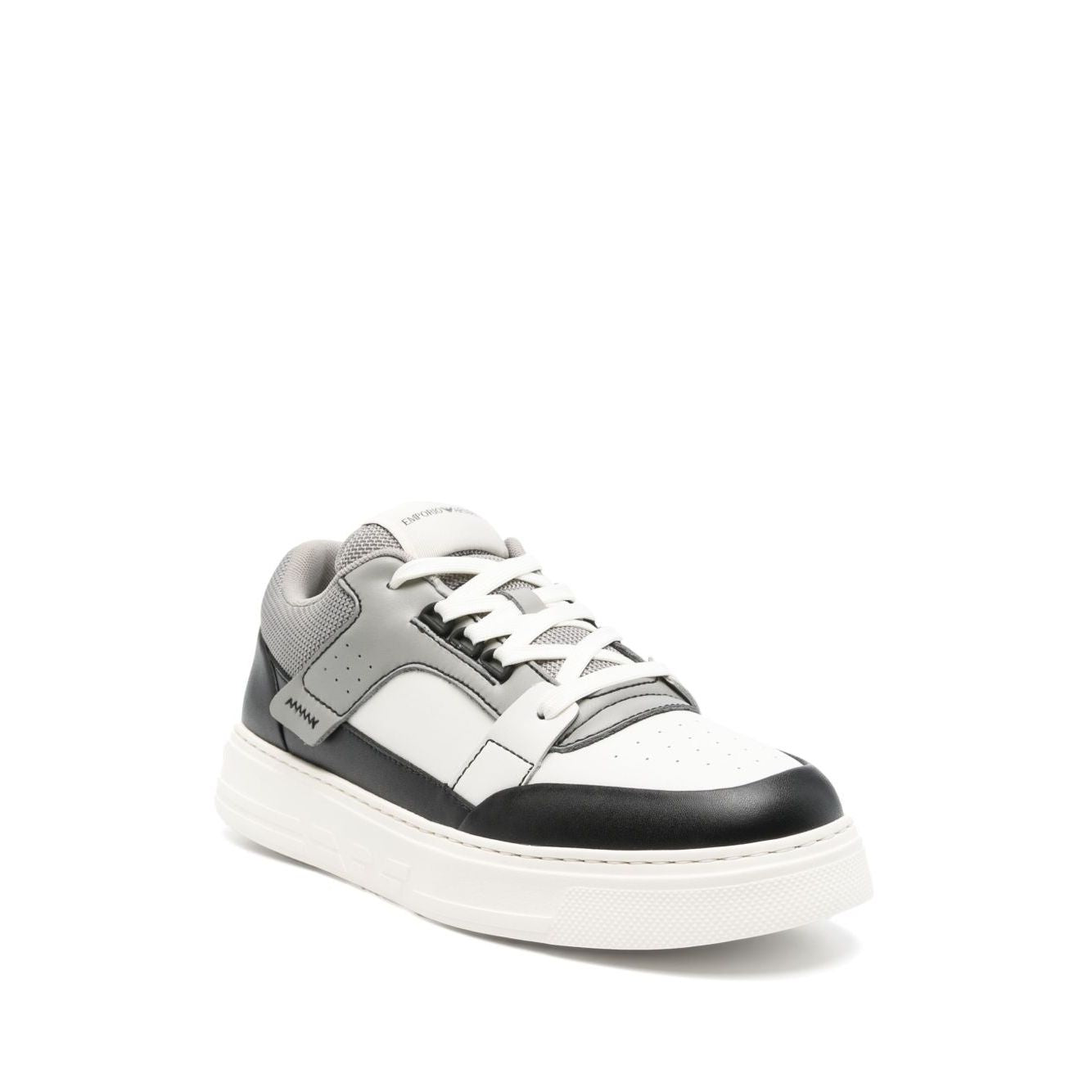 Emporio Armani Leather and mesh sneakers with contrasting details