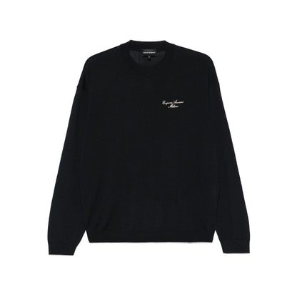 Emporio Armani Wool Blend Crewneck Sweater with Logo