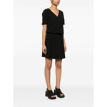 Emporio Armani Short dress with gathered waist and belt in flowing crepe Dresses