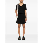 Emporio Armani Short dress with gathered waist and belt in flowing crepe Dresses