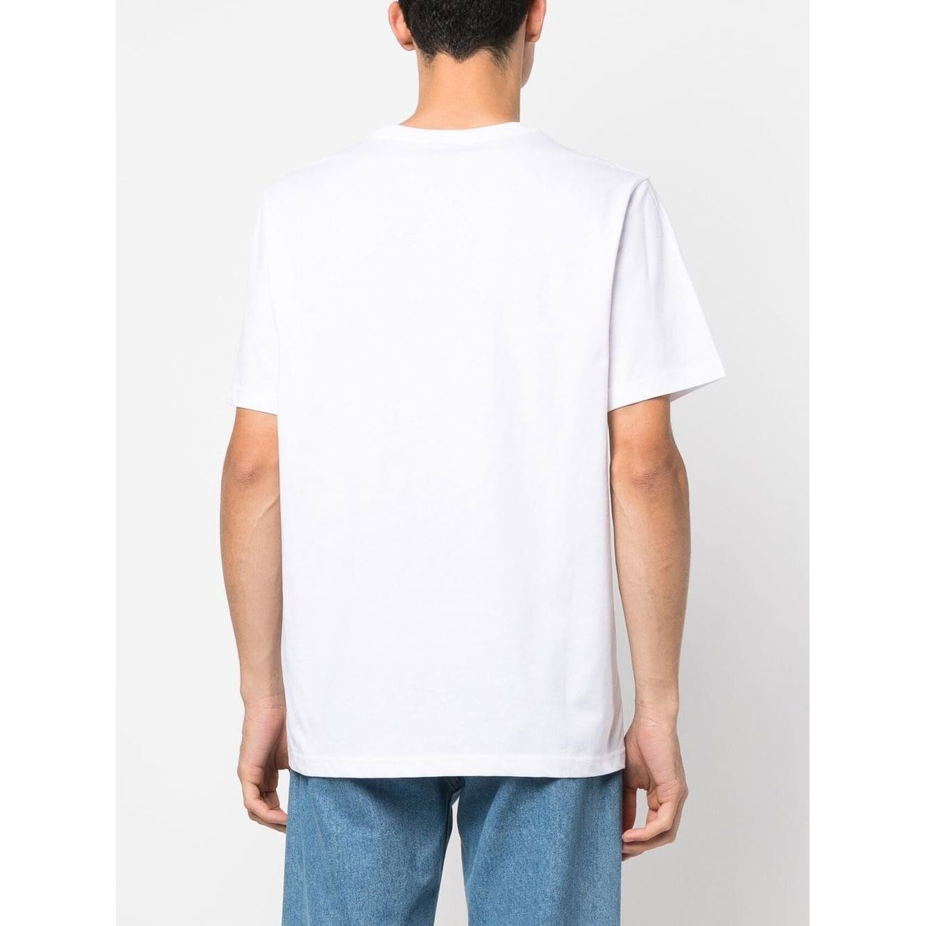 Back view of a PS By Paul Smith T-shirts and Polos White, featuring short sleeves and a crew neck in cotton.