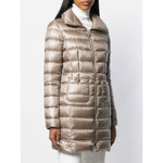 Herno Coats Dove Grey - Natural feather down Maria zipped jacket with front zip, long sleeves, patch pockets, and padded interior.