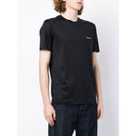 Emporio Armani T-shirts and Polos Blue - navy lyocell blend crew neck short sleeves with logo print on front