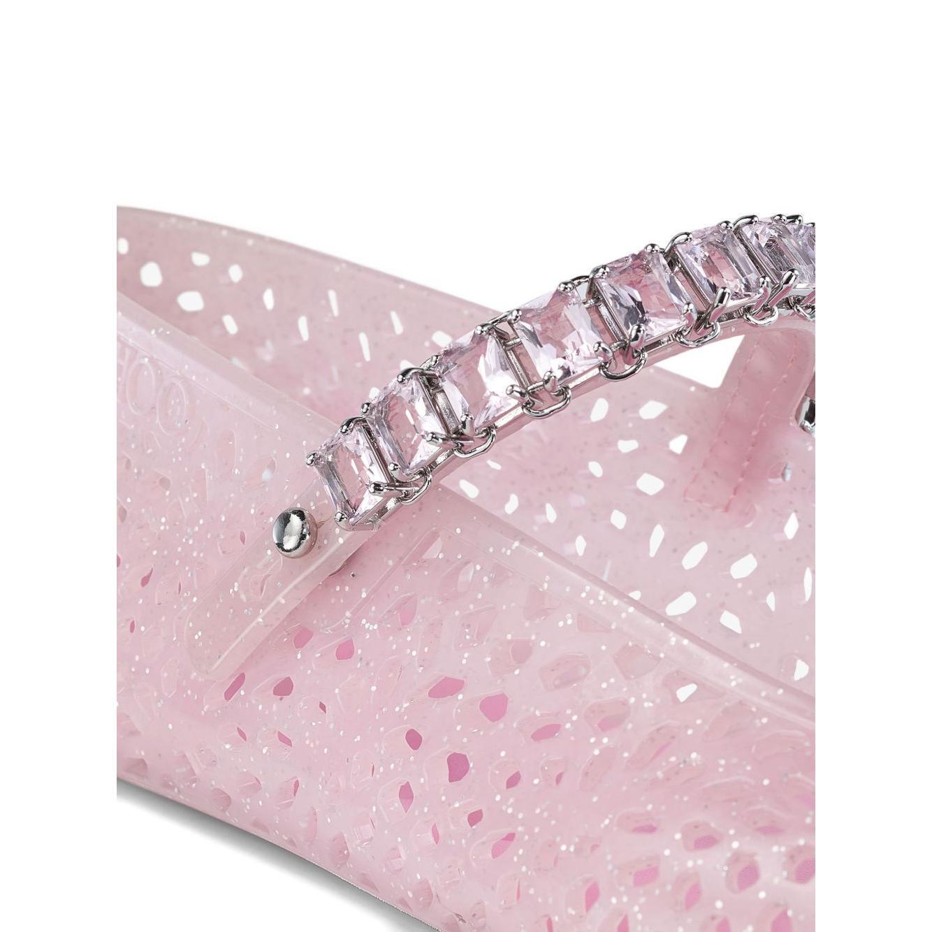 Jimmy Choo The Jelly Ballerina Flats with Crystal Embellishment THEJELLYNTXCOTTONCANDY/SILVERMIX-AI25