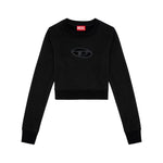 Diesel Sweaters Black cropped cotton blend sweatshirt with crew neck and cut-out detailing.