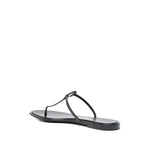 Black Tory Burch Sandals Black featuring a Double T motif and open almond toe design, Mini Miller thong style with branded insole.