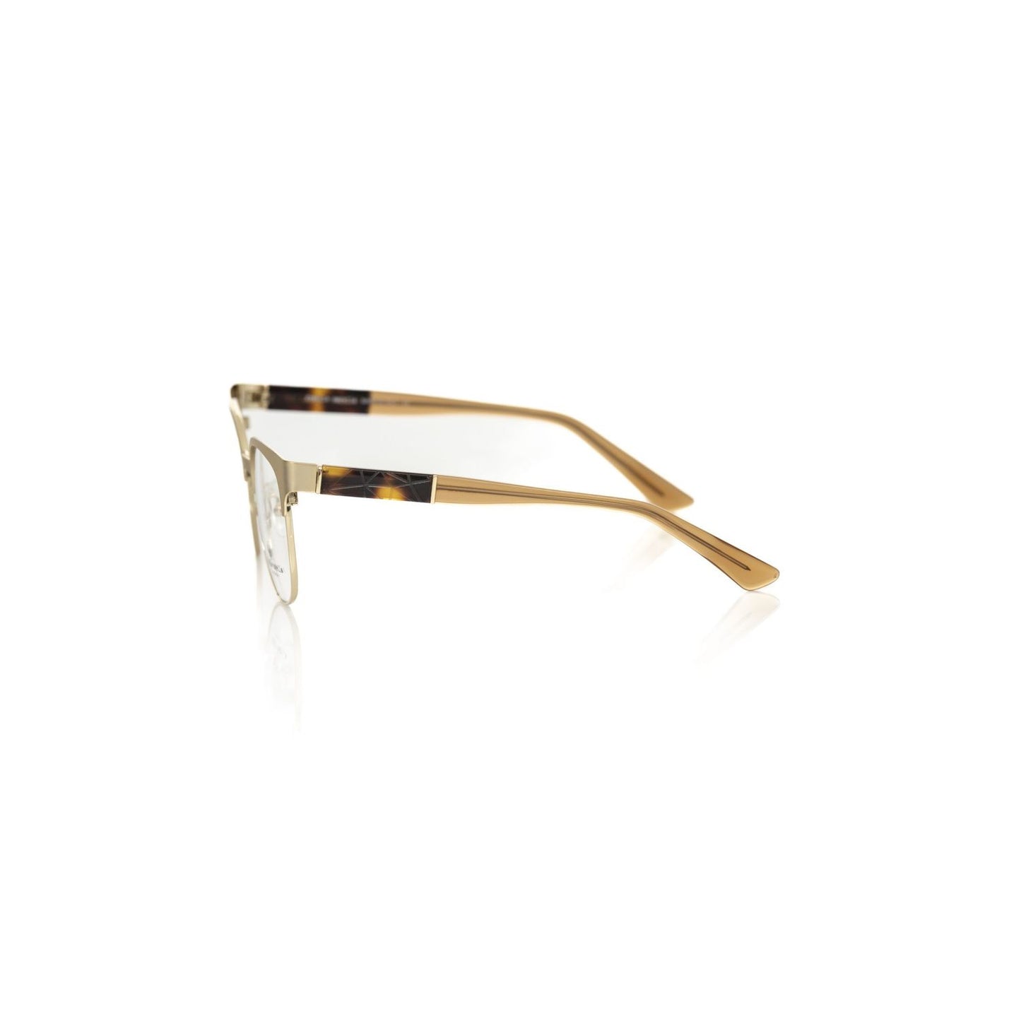 Side view of Frankie Morello Gold Acetate Women's Frame with gold metal and geometric design.