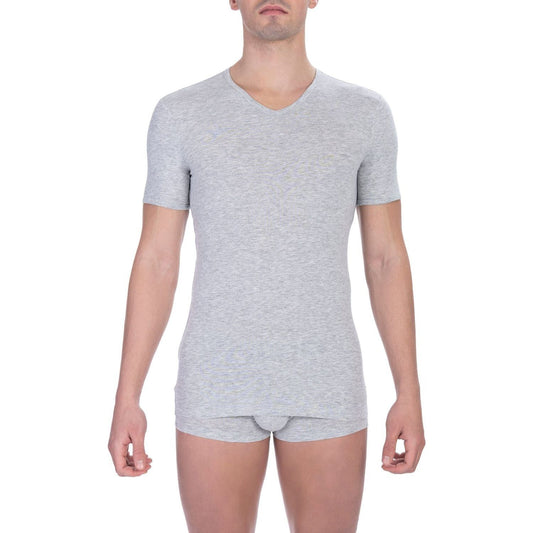 Bikkembergs Gray Cotton Men T-Shirt Bikkembergs