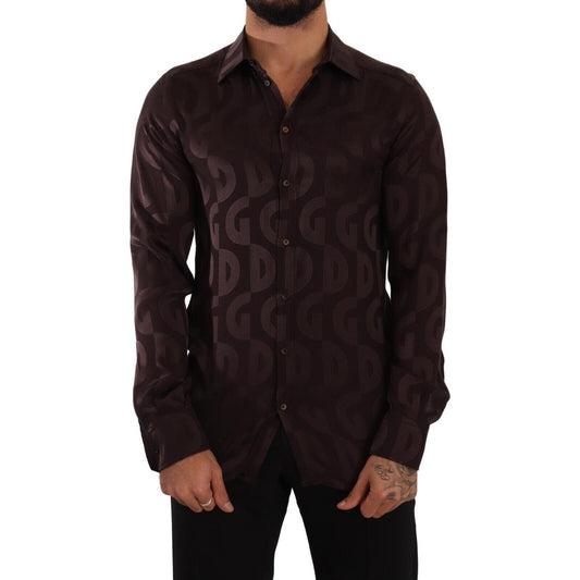 Dolce & Gabbana Elegant Bordeaux Silk Dress Shirt Dolce & Gabbana