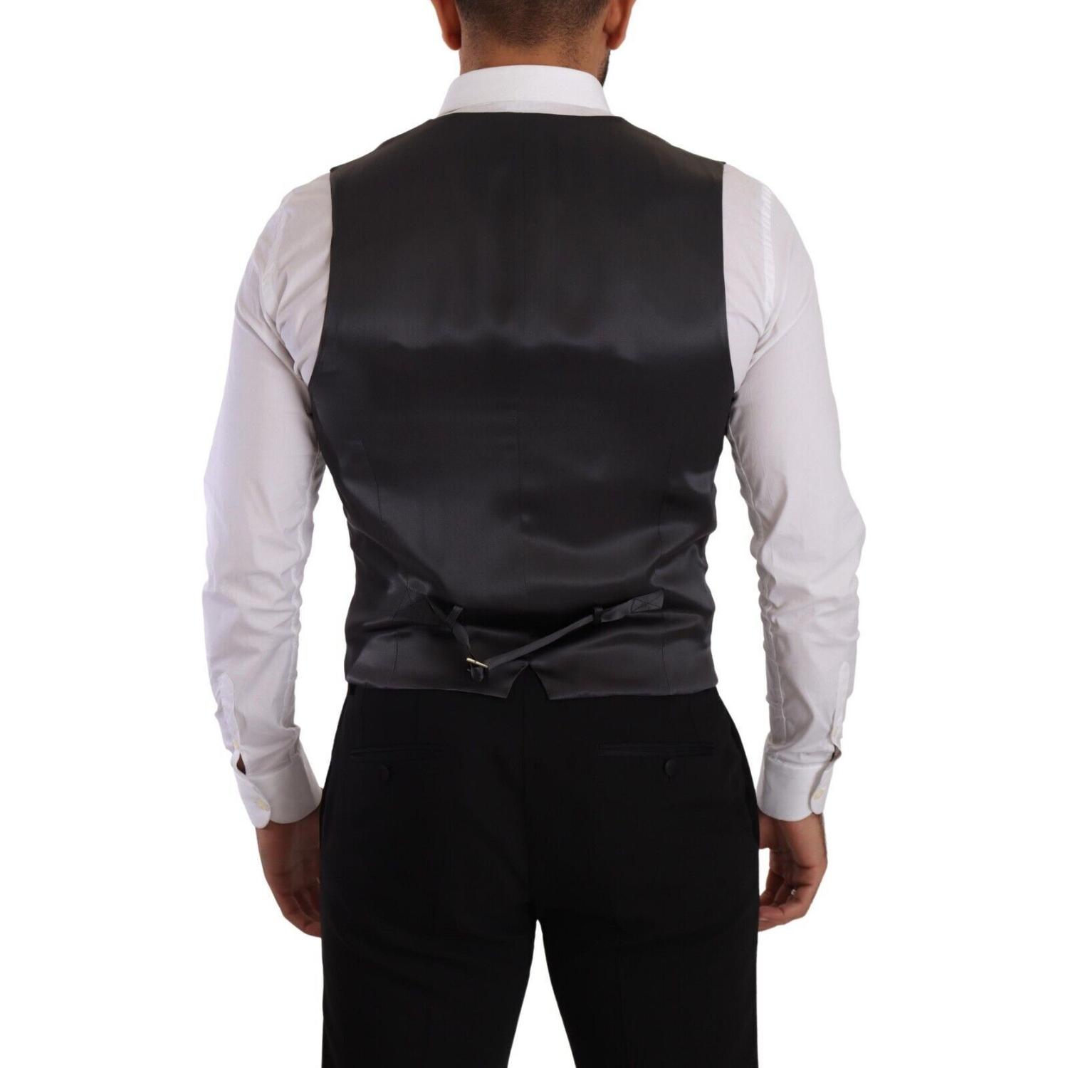 优雅条纹双排扣连衣裙背心