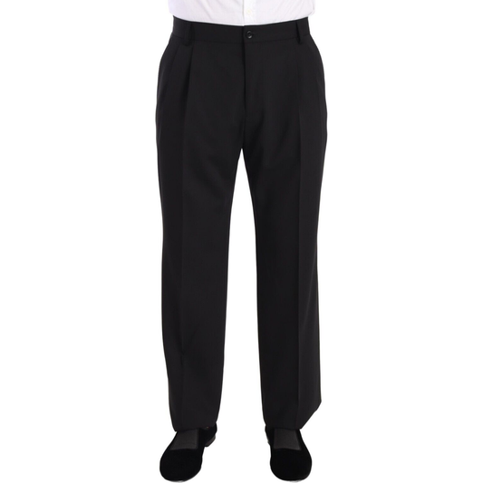 Dolce & Gabbana Elegant Black Wool Tuxedo Trousers Dolce & Gabbana