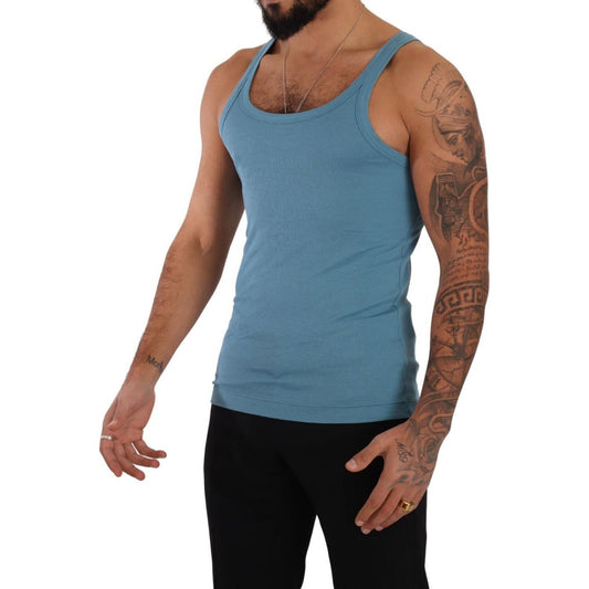 Dolce & Gabbana Elegant Blue Round Neck Tank Top Dolce & Gabbana