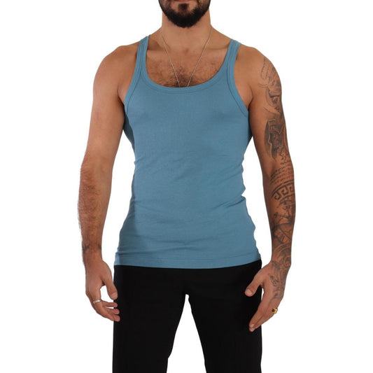 Dolce & Gabbana Elegant Blue Round Neck Tank Top Dolce & Gabbana