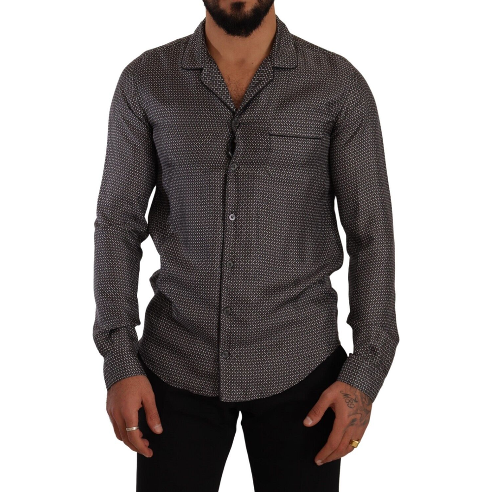 Dolce & Gabbana Gray Fantasy Pattern Pajama Top Mens Shirt