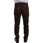 Dolce & Gabbana Brown Splash Color Cotton Regular Denim Jeans