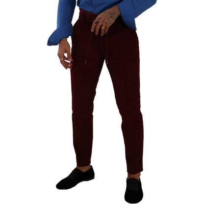 Dolce & Gabbana Bordeaux Velvet Mens Formal Trouser Dress Pants