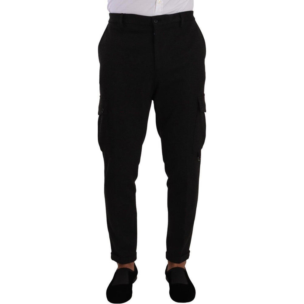 Dolce & Gabbana Black Viscose Cargo Skinny Men Trouser Pants