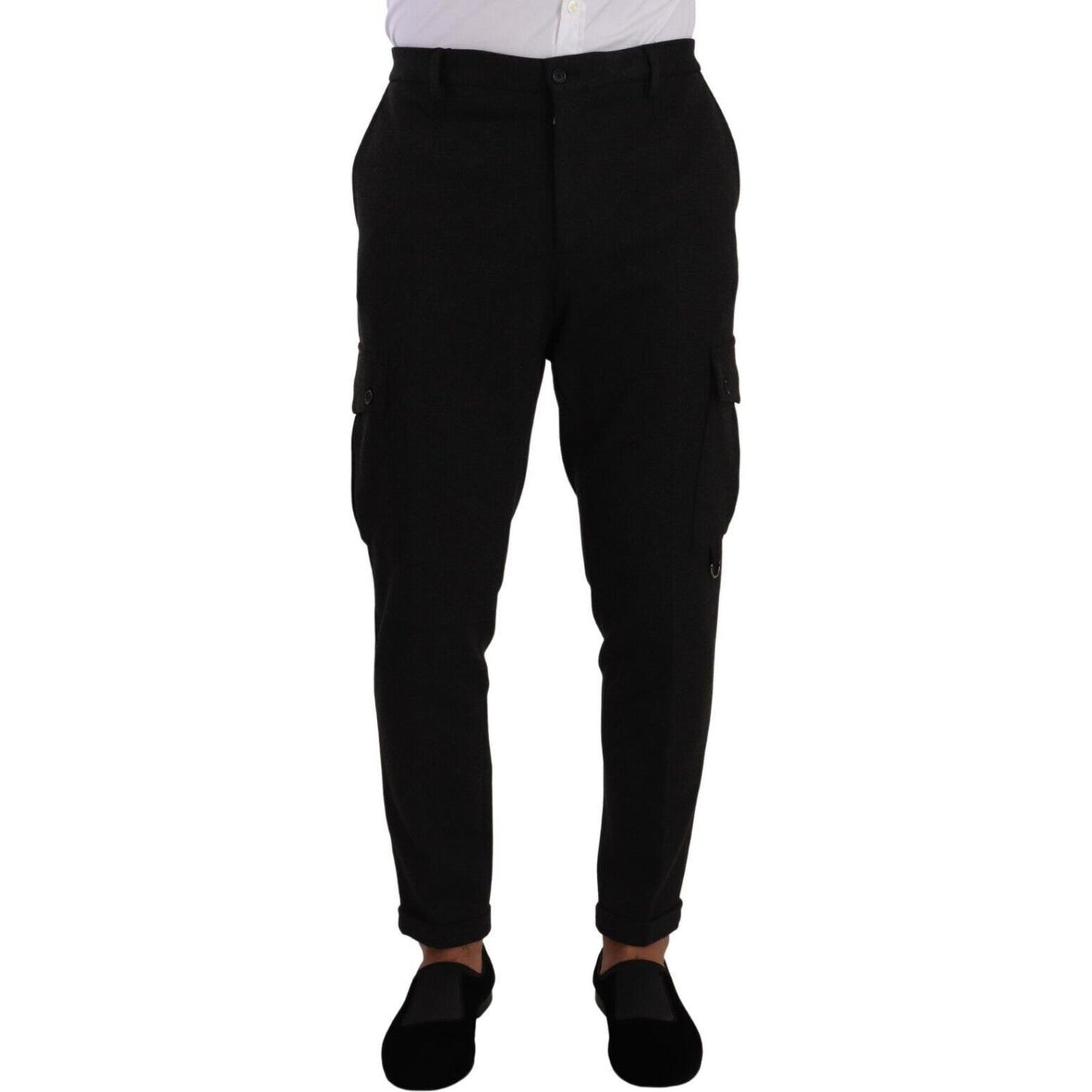 Dolce & Gabbana Black Viscose Cargo Skinny Men Trouser Pants