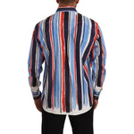 Dolce & Gabbana Red Striped Long Sleeve Cotton Shirt Blue