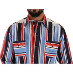 Dolce & Gabbana Red Striped Long Sleeve Cotton Shirt Blue