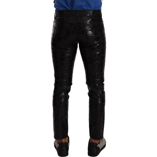 Dolce & Gabbana Elegant Black Logo Skinny Pants Dolce & Gabbana