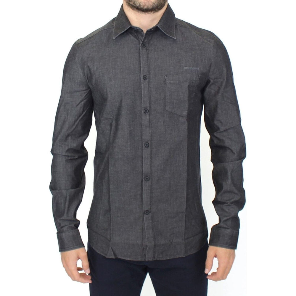 Ermanno Scervino Denim Jeans Cotton Casual Gray Stretch Shirt