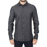 Ermanno Scervino Denim Jeans Cotton Casual Gray Stretch Shirt