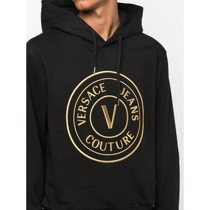 Versace Jeans Chic Black Hooded Sweatshirt