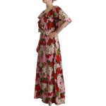 Dolce & Gabbana Pink Floral Silk Stretch Gown Maxi Dress