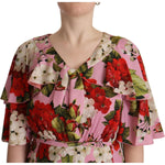 Dolce & Gabbana Pink Floral Silk Stretch Gown Maxi Dress