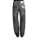 Acht Gray Washed Mid Waist Straight Denim Folded Hem Jeans