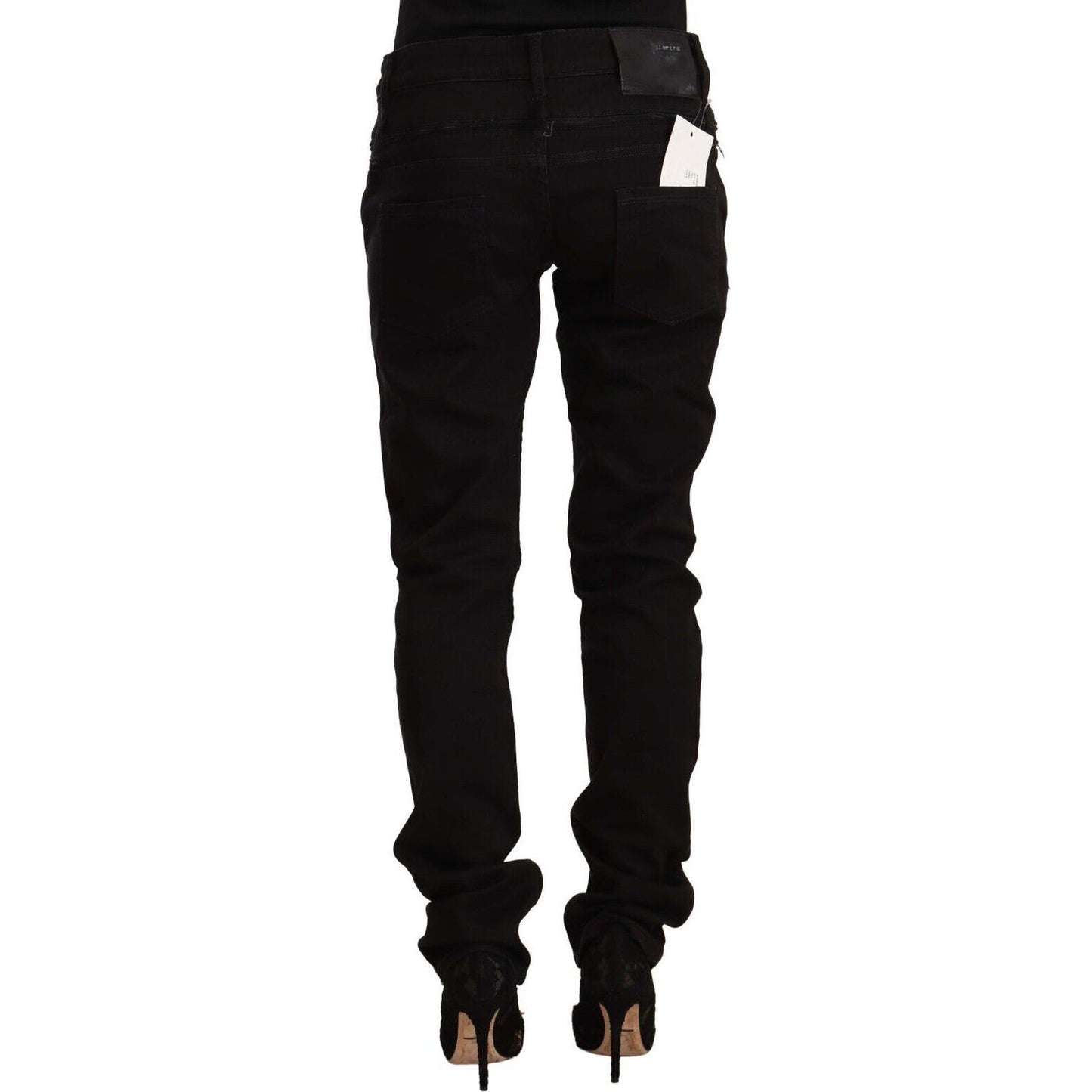 Acht Black Low Waist Cotton Stretch Denim Skinny Jeans