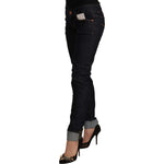 Acht Black Cotton Low Waist Slim Fit Denim Jeans