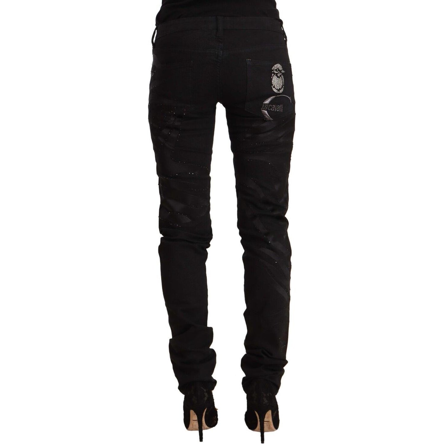 Just Cavalli Black Mid Waist Embellished Skinny Jeans PAN72207 - 26