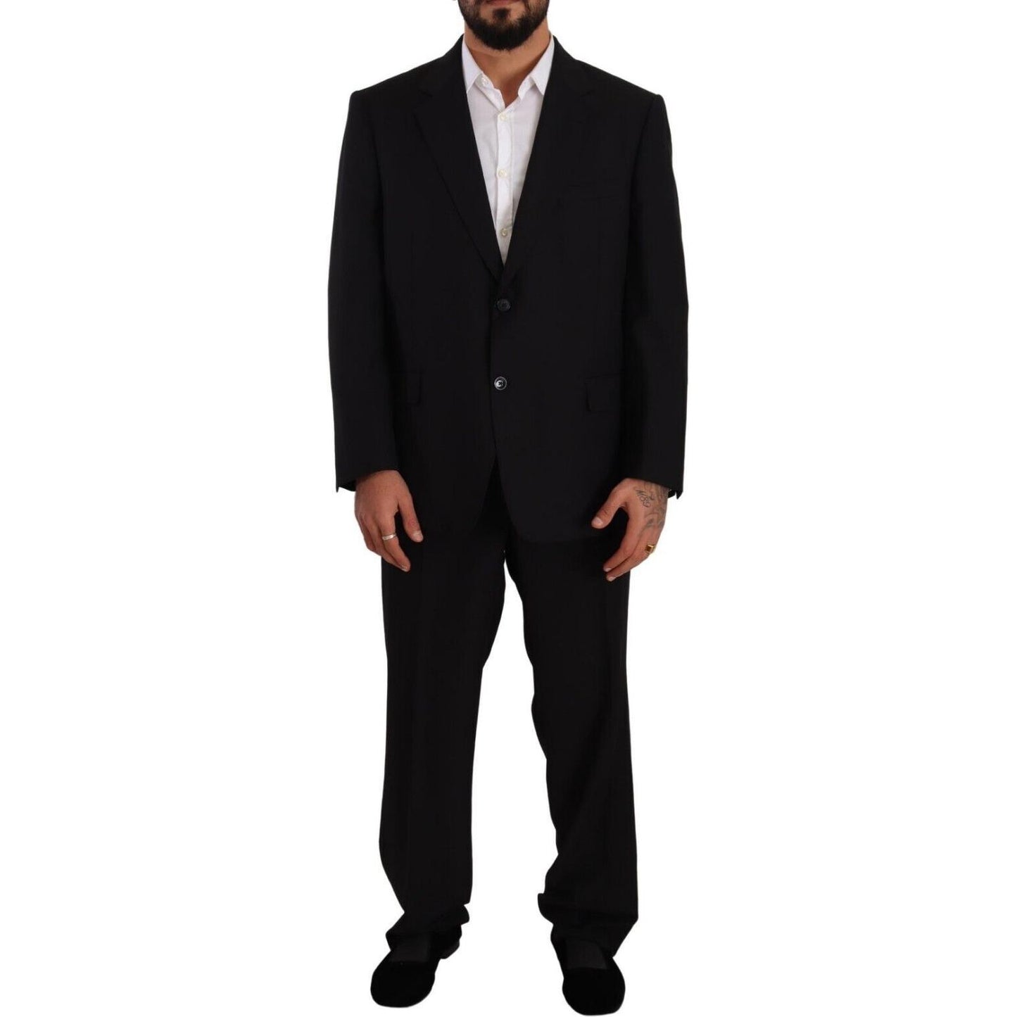 Domenico Tagliente Black Polyester Single Breasted Formal Suit