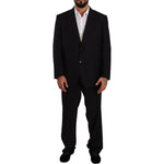 Domenico Tagliente Black Polyester Single Breasted Formal Suit