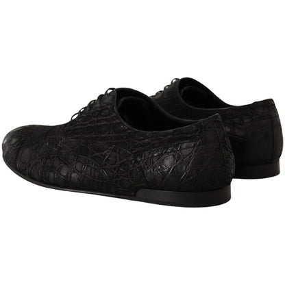 Dolce & Gabbana Black Caiman Leather Mens Oxford Shoes