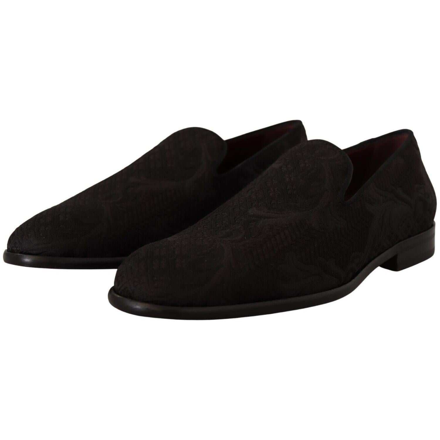 黑色花卉锦缎拖鞋