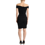 Dolce & Gabbana Bodycon Black Silk Off Shoulder Sheath Bodycon Dress