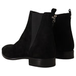 Dolce & Gabbana Black Suede Leather Chelsea Mens Boots Shoes