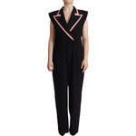 Dolce & Gabbana Black Wool Blend Sleeveless Jumpsuit Dress