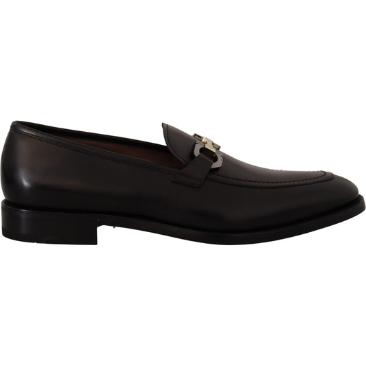 Salvatore Ferragamo Suave Black Leather Gancio Bit Loafers Dress Shoes Salvatore Ferragamo