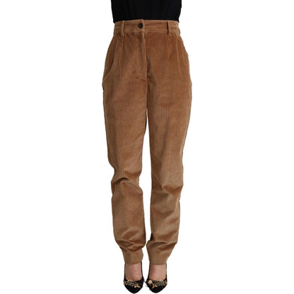 Dolce & Gabbana Brown Cotton Corduroy High Waist Skinny Pants