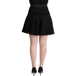 Dolce & Gabbana Black Knitted Nylon High Waist Mini A-line Skirt